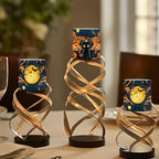 Pack of 4 Flameless Candles Halloween Battery Operated Candles with Remote and Timer Flickering LED Elictric Pillar Tealights for Indoor Outdoor Party Decorations, Pumpkin Black Cat - Image 4