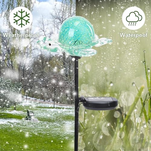 Afirst Solar Garden Stake Light, Hand Blown Glass Turtle for Yard Decor - Image 5