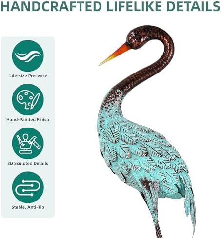 48" Blue Heron Statues Outdoor, Extra-Large Sandhill Crane Decor - Image 3