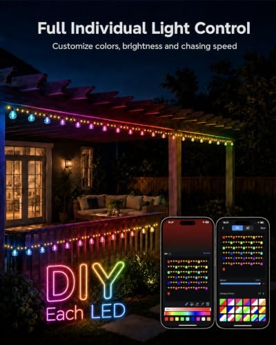 Smart Outdoor String Lights 46FT, DIY Color Changing Patio Lights - Image 3