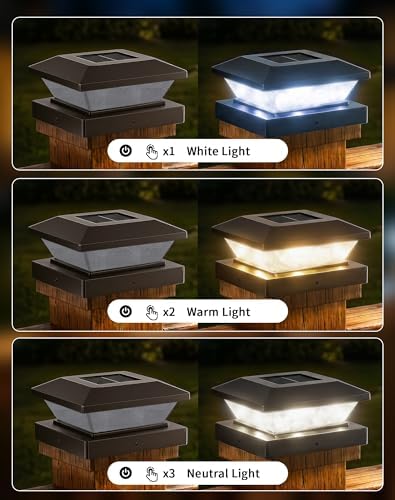 4x4 Solar Post Cap Lights - 6 Pack Fence Deck Post Solar Powered Lights - Image 2