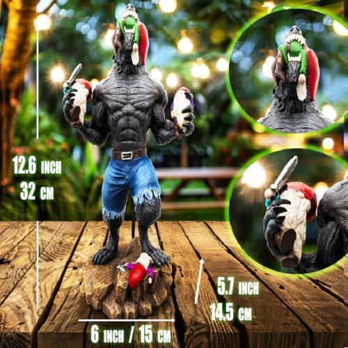 Garden Gnomes Outdoor, Gnome Garden Decor, Funny Werewolf Garden Statue 12.6", Waterproof Resin, Weather-Resistant Lawn Ornament for Patio & Yard, Gift for Garden Lovers - Image 2