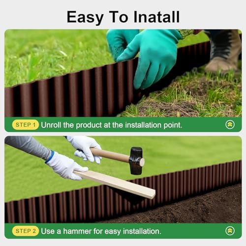 Land Guard Corrugated Garden Edging Border, 12" x 50' Landscape Paver Edging, Tall Landscape Edging, Fence for Garden, Flower Bed, Lawn and Landscape Edging (Brown) - Image 4