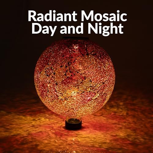 Sunnydaze Solar Gazing Ball for Garden, Pearl Pink - Image 3