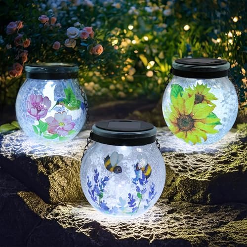 WONDER GARDEN Solar Lanterns Outdoor Waterproof 3 Pack Hanging Solar Lights by WONDERgarden