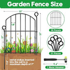 Decorative Garden Fence 17in (H) x30ft (L),Arched Rustproof Metal No Dig - Image 2