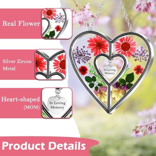 KY&BOSAM Memory Gifts Heart Suncatchers Pressed Flowers Stained Glass - Image 5