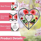 KY&BOSAM Memory Gifts Heart Suncatchers Pressed Flowers Stained Glass - Image 5