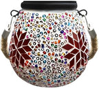 Mosaic Solar Lights Outdoor, Hanging Solar Lantern with Stained Glass Design, Tabletop Lights with Maple Leaf Pattern, No Wiring, Auto On/Off, 4.33 x 4.33 in / 11 x 11 cm for Patio, Garden by Unknown