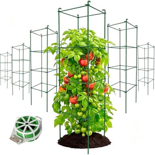 6-Pack 46inch Metal Tomato Cage for Garden Plant Support by ThealynGardens