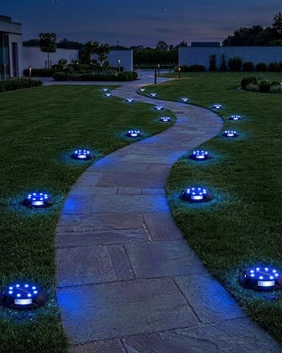 Biling Solar Ground Lights Uplight Sidelight Waterproof 12 Pack Blue - Image 7