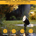 GOLDEN STAR Low Voltage Landscape Lights - 5W 400LM High-Intensity Spotlights, 12V AC Cast Aluminum Flood Lights, 2700K Warm White, Replaceable MR16 LED Bulb, with Corrosion-Proof Stakes - Image 3