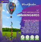 Hot Air Balloon Hanging Garden Spinner 16" - Vibrant Hummingbird Design, Weather-Resistant Outdoor Decor, Durable & Lightweight for Patios, Yards, and Gardens - Eye-Catching Wind Spinner - Image 2