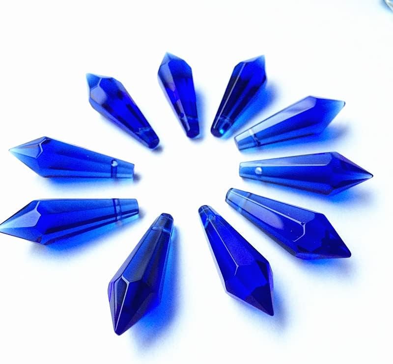 Garden Suncatchers 30pcs 36MM Chandelier Pendant Blue Chandelier Glass Crystal Icicle Prisms (with Ring) Hang Pendants for Candelabra,Ceiling Lights Handmade Pendant Necklaces - Image 4