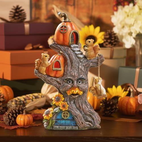 TERESA'S COLLECTIONS Fall Village Houses Outdoor Decor Solar Statue 11" - Image 4