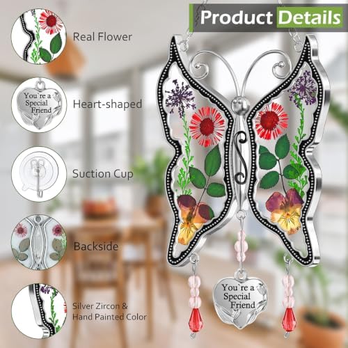 KY&BOSAM Gift for Friend Butterfly Suncatcher Stained Glass Window Hanging - Image 6