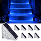 NIORSUN Solar Step Lights,8 Pack Blue LED Outdoor Step Lights, Stair Lights Outdoor for Patio, Fence, Yard, Walkway, Solar Powered Auto On/Off, IP67 Waterproof, Easy Install by NIORSUN