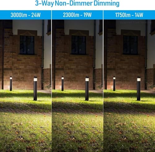 Commercial LED Bollard Path Lights 24W/19W/14W Watt Tunable 3000K/4000K/5000K Color Selectable 140LM/W 120-277V Dimmable 42" Modern Landscape Lighting for Garden Pathway UL Listed (type 4) - Image 4