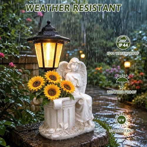 Solar Angel Outdoor Garden Statues with Lantern & Flower Pot - Image 6
