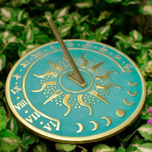 Solstice NESW Summer Vibes Sun Clock Sundial Blue Verdigris Finish 10" Dia Vintage Sun Dial Garden or Lawn Clock Compass Round Patio Outdoor Compass Sundials for Yards - Image 2
