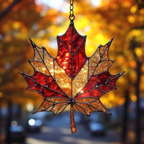 Autumn Maple Leaf Acrylic Suncatcher by AVAGAN