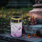 Poceacles Solar Grave Lights for Cemetery Outdoor Waterproof Grave Decorations LED Flameless Candles Outdoor Solar Lights Solar Lamp for Cemetery Path Lawn Yard, Purple Butterfly Floral, Pack of 2 - Image 3