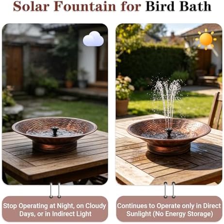 Solar Bird Bath for Outside, Outdoor Metal Bird Bath Fountains - Image 6