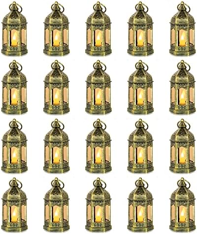 Romadedi Mini Lanterns Decorative, Gold, Pack of 20 by ROMADEDI