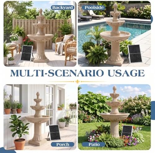 Outdoor Solar Water Fountain,3-Tier Italian Garden Waterfall Fountain - Image 7