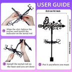 Bird and Vine Weathervane Metal Wind Vane Animal Garden Decoration Direction Sign Indicator Stake Mount Ornament for Farmhouse Yard Roof Outdoor - Image 3