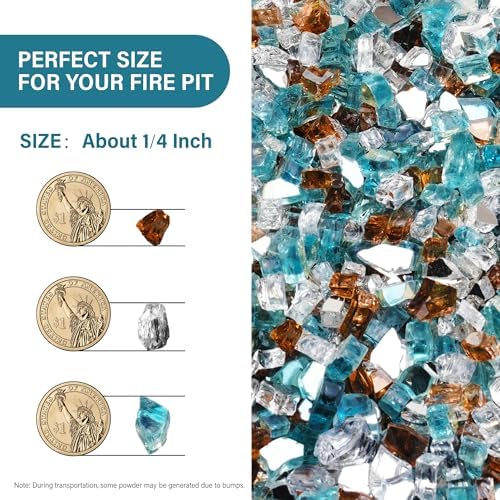 NUPICK 10 Pound Fire Glass, 1/4 Inch Reflective Fire Pit Glass - Image 2