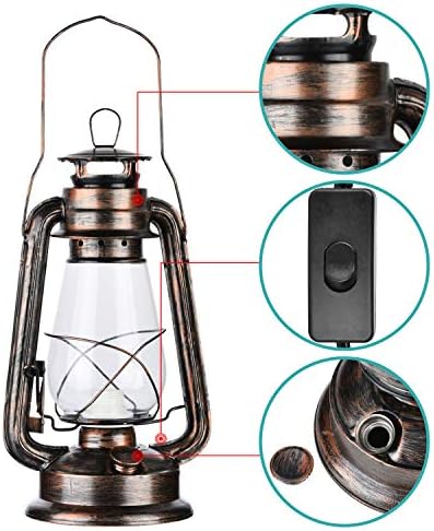 Vintage Rustic Accent Old Fashioned Electric Lantern Oil Lamp with Edison LED Bulb Bronze Rust Finish Nightstand Desk Table Lamps for Antique Designer Light Study Room Bedroom Theatre Prop - Image 3