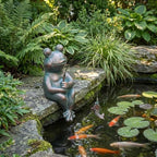 Antique Copper Fishing Frog Statue - Outdoor Garden Statue & Koi Pond Decor - Image 4