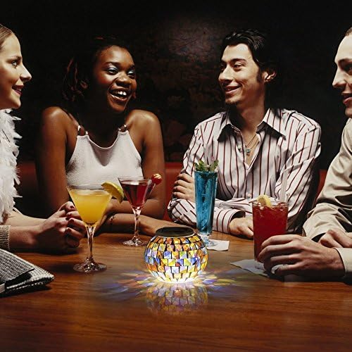 Solar Outdoor Table Lamp, Solar Powered Mosaic Glass Ball Garden Lights Waterproof Color Changing Mood Night Lights (Colorful) - Image 3