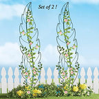 Metal Garden Trellis Plant Support Trellis for Climbing Vines Floral Vegetables Metal Trellis -Green Leaf Trellis Garden Decor Set of 2（Green） - Image 2