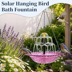 Solar Fountain for Bird Bath Outside, Garden Water Feature with Ground Stake Stand or Hanging Style for Patio, Yard & Lawn (A-XL-Purple) - Image 4