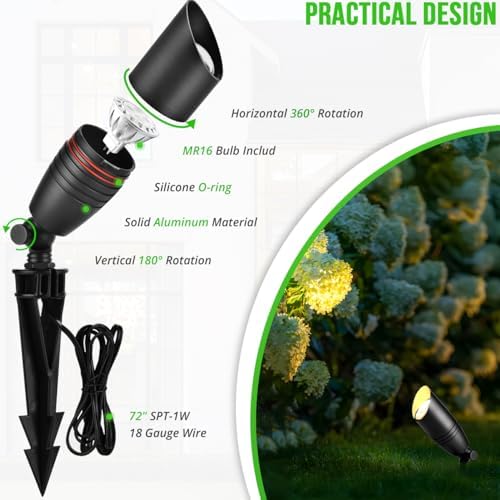 wowlite Outdoor Landscape Lighting, 4 Pack, Low Voltage Black LED Uplights - Image 4
