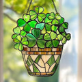 Shamrock Acrylic Suncatcher Size 12 inches, Boho Stained Glass Effect Window Hanging Ornament, Garden Decor, Gift for Mother's Day by XISZYS