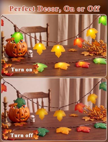 Fall Decor String Lights, 12FT 20 LED Thanksgiving Leaf Lights Plug in - Image 3