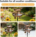 2 in1Bird Bath for Outside,45" Bird Feeder Stand for Outside,Metal Bird Bath with 5-Pronged Base for Garden Patio Yard Lawn Decor (Antique Bronze) - Image 4