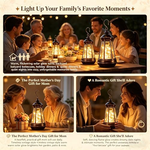 Vintage Solar Hanging Lantern LED String Light (8pcs) - Image 3