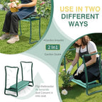 VINGLI 24in Foldable Garden Kneeler and Seat with Tool Pouch, 2-in-1 Function Portable Thicken Soft Kneeling Pad Garden Stool for Backyard, Green, Gifts for Garden Enthusiasts - Image 5