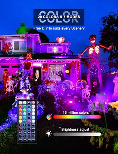 LED Flood Light Outdoor 600W Equiv, 60W RGB Color Changing Outdoor Floodlights with Remote, Stage Lights Landscape Floor Lighting Uplighting Indoor, IP66 Halloween Wall Light, Color DIY, Timer - Image 2