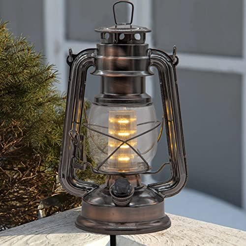 YAKii LED Vintage Lantern Metal Hanging Hurricane 12 LED Dimmer Switch Warm White Battery Operated Power Outage Indoor Camping Lighting Outdoor Brooklyn (Copper 2 Pack) - Image 3