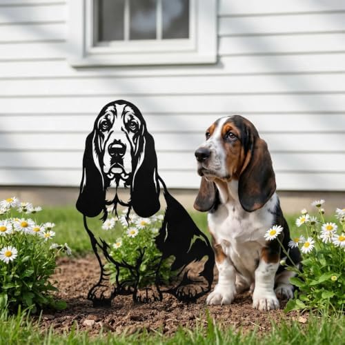 Dog Metal Garden Stake - Weatherproof Dog Silhouette Yard Art, Decorative Outdoor Sign for Lawn & Patio, Heartfelt Gift for Soft Basset Hound Lovers(Stand,14") - Image 3