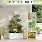 VINGLI 71"H Metal Raised Garden Bed with Trellis, Outdoor Planter Box for Climbing Vegetables, Fruits and Flowers, Privacy Screen, for Backyard, Patio, Balcony (White) - Image 4