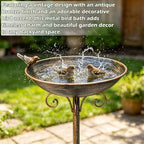 27.6" H Cast Iron BirdBaths for Outdoors,Metal Bird Bath for Outside - Image 4