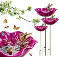 Metal Flower Garden Stakes Bird Bath, Handmade Bee Watering Station for Garden Outside, Mini Pollinator Water Station, Metal Flower Bird Bath Garden Stakes (Pink, 3PCS) by Unknown