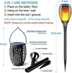 Solar Torch Light with Flickering Flame, Solar Fire Lights Outdoor Waterproof, 3 in 1 Auto On/Off Dusk to Dawn Christmas Landscape Decorations Garden Pathway Hanging Lanterns (12 Pack) - Image 4
