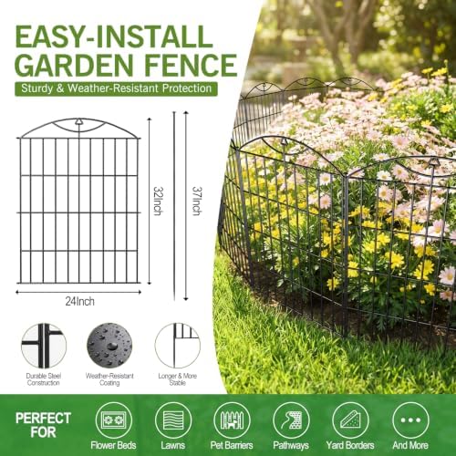 Garden Fence, 32in (H) x24ft (L) Garden Fencing Animal Barrier, 12 Panels - Image 2